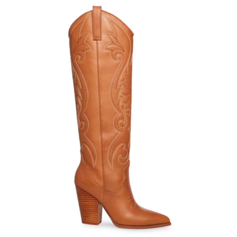 Steve Madden Lasso Cognac Brown Western Knee High Boots New